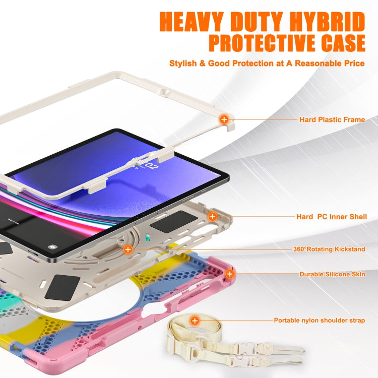 For Samsung Galaxy Tab S9+ / S8+ Rotatable Kickstand Grip Heavy Duty Hard Rugged Tablet Case(Colorful Pink) - Other Galaxy Tab PC by PMC Jewellery | Online Shopping South Africa | PMC Jewellery | Buy Now Pay Later Mobicred