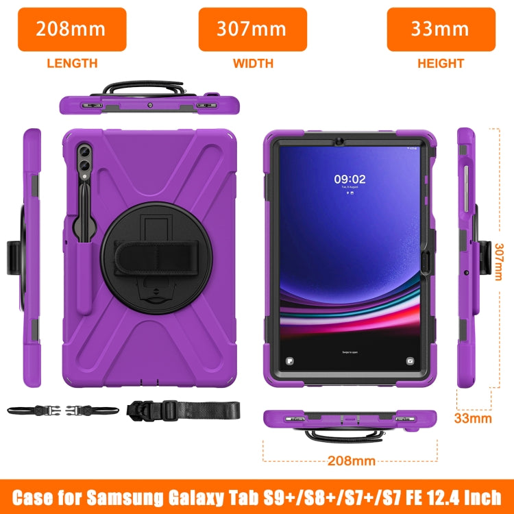 For Samsung Galaxy Tab S9+ / S8+ Rotary Handle Grab TPU + PC Tablet Case(Purple) - Galaxy Tab S9+ Cases by PMC Jewellery | Online Shopping South Africa | PMC Jewellery | Buy Now Pay Later Mobicred