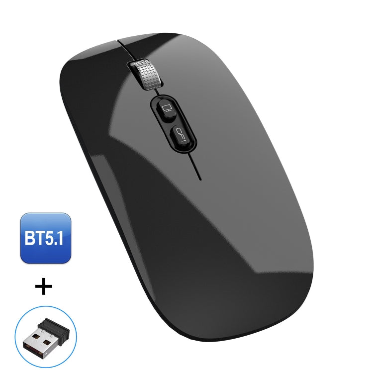 HXSJ M103 1600DPI UV Dual Mode 2.4GHz + Bluetooth 5.1 Wireless Rechargeable Mouse(Black) - Wireless Mice by HXSJ | Online Shopping South Africa | PMC Jewellery | Buy Now Pay Later Mobicred