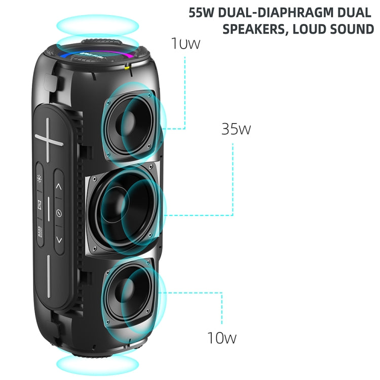HOPESTAR P32Max 55W IPX6 Waterproof Portable Wireless Bluetooth Speaker(Black) - free shipping - PMC Jewellery - Order now!