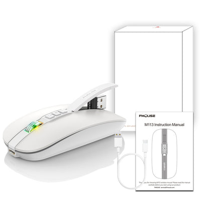 HXSJ M113 2400DPI Dual Mode 2.4GHz + Bluetooth 5.1 Wireless Mouse(Pearl White) - Wireless Mice by HXSJ | Online Shopping South Africa | PMC Jewellery | Buy Now Pay Later Mobicred