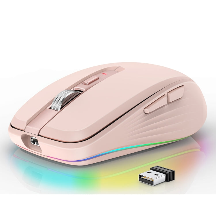 HXSJ M303 2400DPI Dual Mode 2.4GHz + Bluetooth 5.1 Wireless Mouse(Pink) - free shipping - PMC Jewellery - Order now!