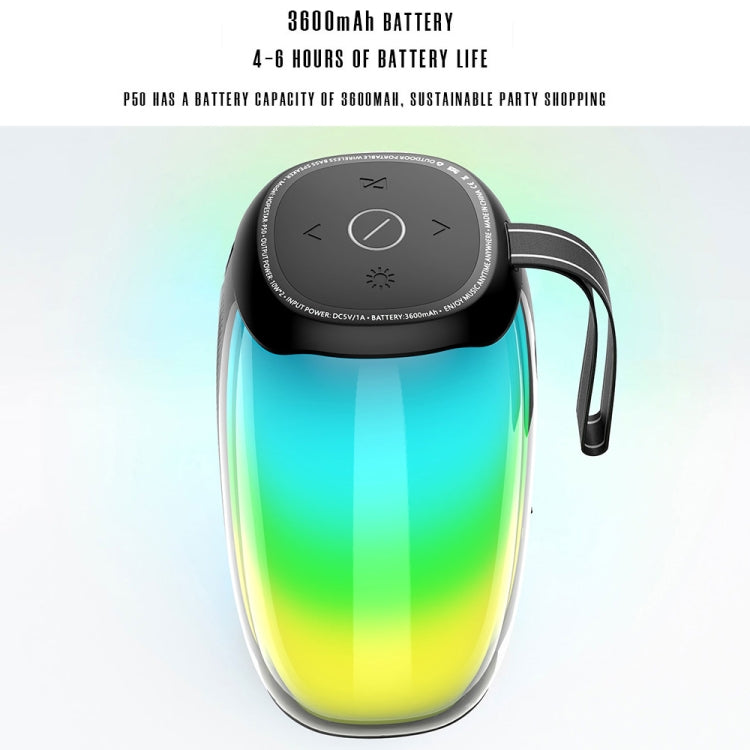 HOPESTAR P50 IPX6 Waterproof Outdoor Portable RGB Light Bluetooth Speaker(Black) - Waterproof Speaker by HOPESTAR | Online Shopping South Africa | PMC Jewellery | Buy Now Pay Later Mobicred