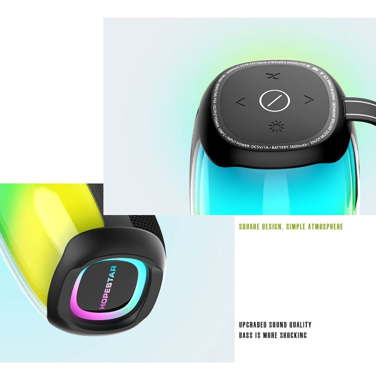 HOPESTAR P50 IPX6 Waterproof Outdoor Portable RGB Light Bluetooth Speaker(Black) - free shipping - PMC Jewellery - Order now!