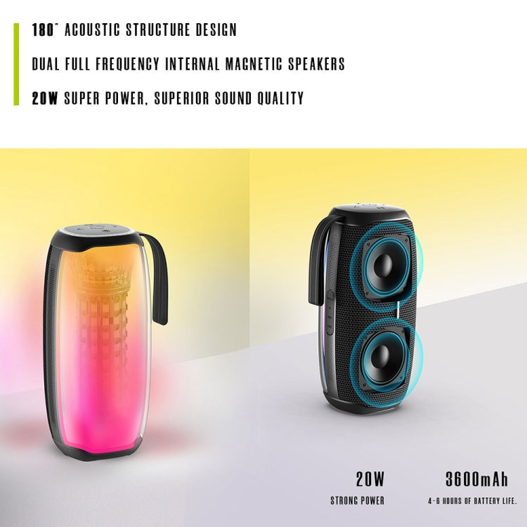 HOPESTAR P50 IPX6 Waterproof Outdoor Portable RGB Light Bluetooth Speaker(Black) - free shipping - PMC Jewellery - Order now!