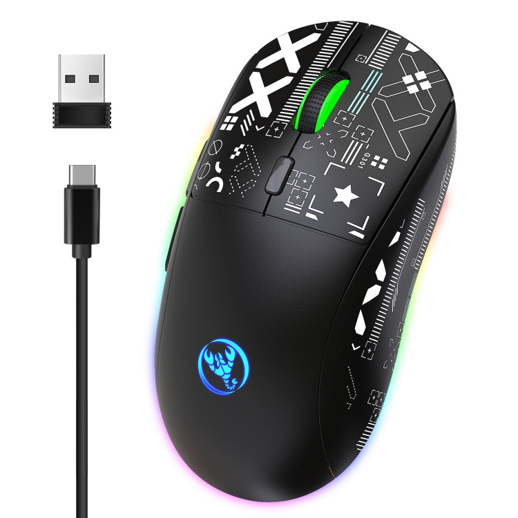 HXSJ T90 RGB Light Three-mode Wireless Gaming Mouse(Black) - Wireless Mice by HXSJ | Online Shopping South Africa | PMC Jewellery