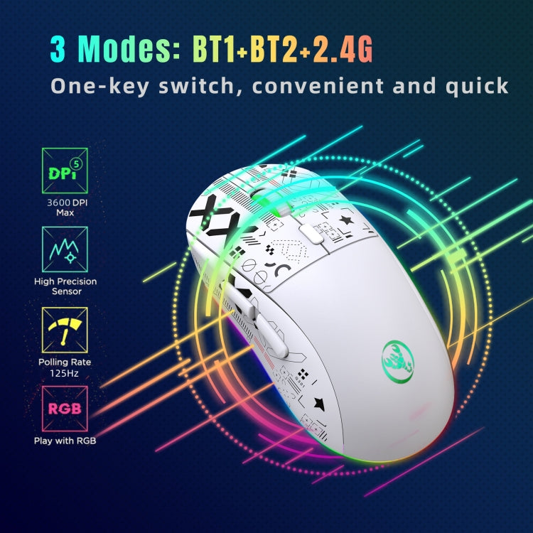HXSJ T90 RGB Light Three-mode Wireless Gaming Mouse(Black) - Wireless Mice by HXSJ | Online Shopping South Africa | PMC Jewellery