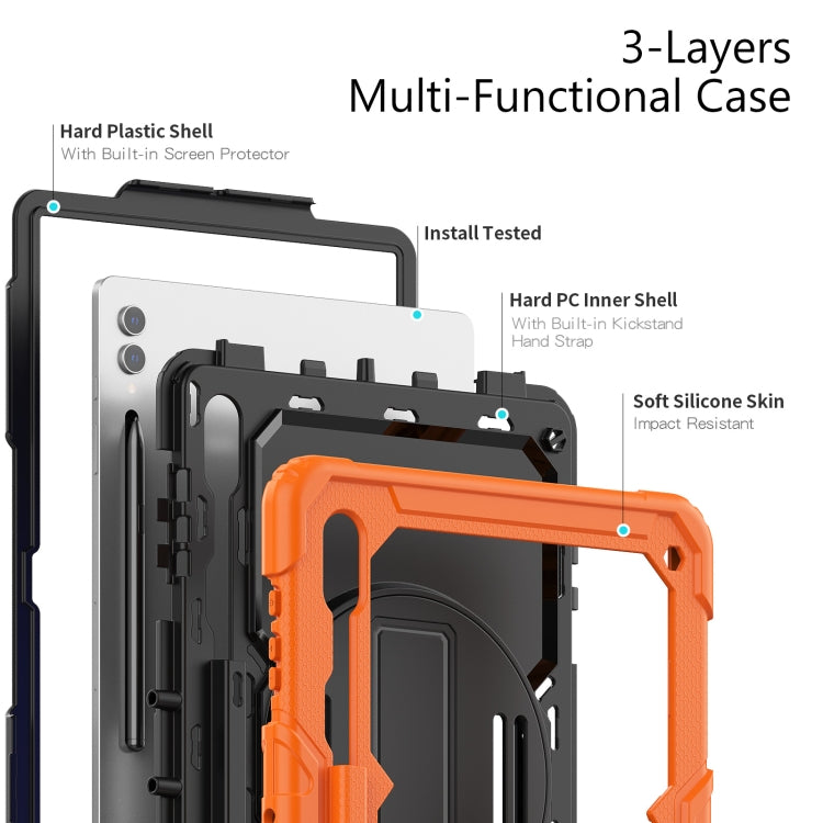 For Samsung Galaxy Tab S9 Ultra / S10 Ultra Silicone Hybrid PC Tablet Protective Case(Orange+Black) - Galaxy Tab S9 Ultra Cases by PMC Jewellery | Online Shopping South Africa | PMC Jewellery | Buy Now Pay Later Mobicred