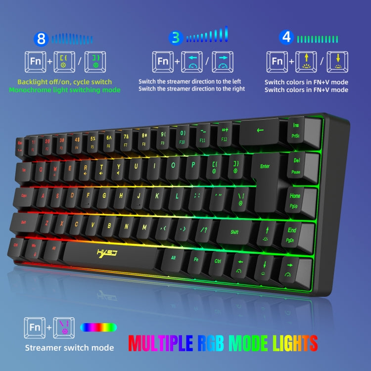 HXSJ V200 Wired RGB Backlit Mechanical Keyboard 68 Key Caps, Cable Length: 1.7m(White) - Wired Keyboard by HXSJ | Online Shopping South Africa | PMC Jewellery | Buy Now Pay Later Mobicred