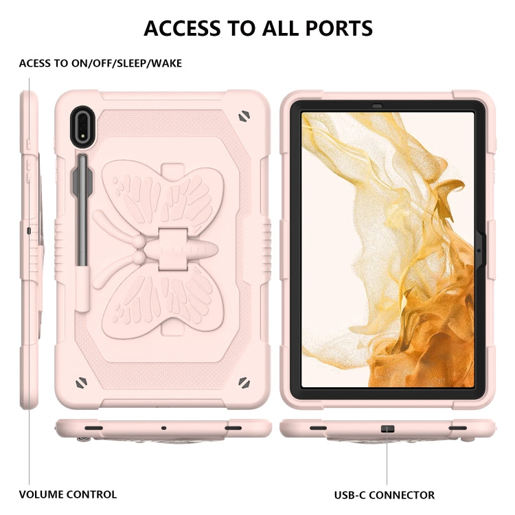 For Samsung Galaxy Tab S9+ Butterfly Kickstand Heavy Duty Hard Rugged Tablet Case(Rose Pink) - Galaxy Tab S9+ Cases by PMC Jewellery | Online Shopping South Africa | PMC Jewellery | Buy Now Pay Later Mobicred