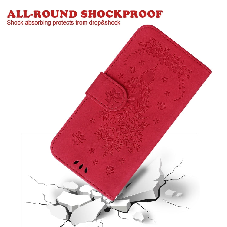 For Honor Magic6 Pro Butterfly Rose Embossed Leather Phone Case(Red) - Honor Cases by PMC Jewellery | Online Shopping South Africa | PMC Jewellery | Buy Now Pay Later Mobicred