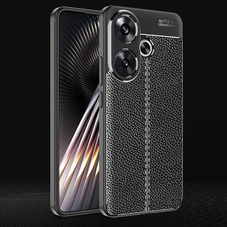 For Xiaomi Redmi Turbo 3 5G Litchi Texture Shockproof TPU Phone Case(Black) - Xiaomi Cases by PMC TechLife | Online Shopping South Africa | PMC TechLife | Buy Now Pay Later Mobicred