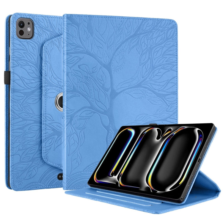 For iPad Pro 11 2024 Tree Life Embossed Rotation Leather Smart Tablet Case(Blue) - iPad Pro 11 2024 Cases by PMC Jewellery | Online Shopping South Africa | PMC Jewellery | Buy Now Pay Later Mobicred