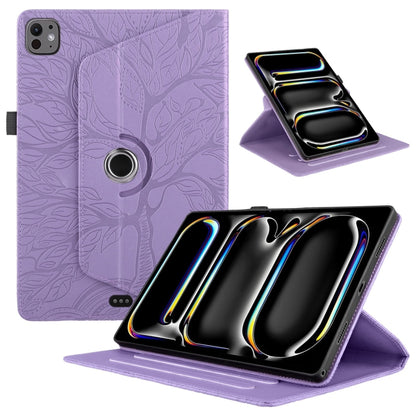 For iPad Pro 13 2024 Tree Life Embossed Rotation Leather Smart Tablet Case(Purple) - iPad Pro 13 2024 Cases by PMC Jewellery | Online Shopping South Africa | PMC Jewellery | Buy Now Pay Later Mobicred