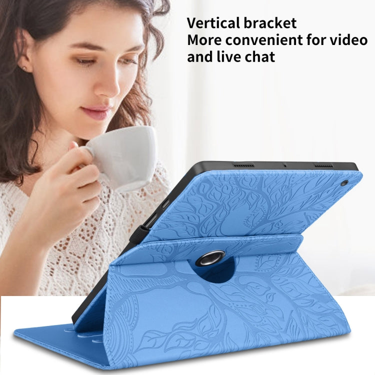 For Amazon Kindle Fire HD8 2022 / 2020 Tree Life Embossed Rotation Leather Tablet Case(Blue) - Amazon by PMC TechLife | Online Shopping South Africa | PMC TechLife | Buy Now Pay Later Mobicred