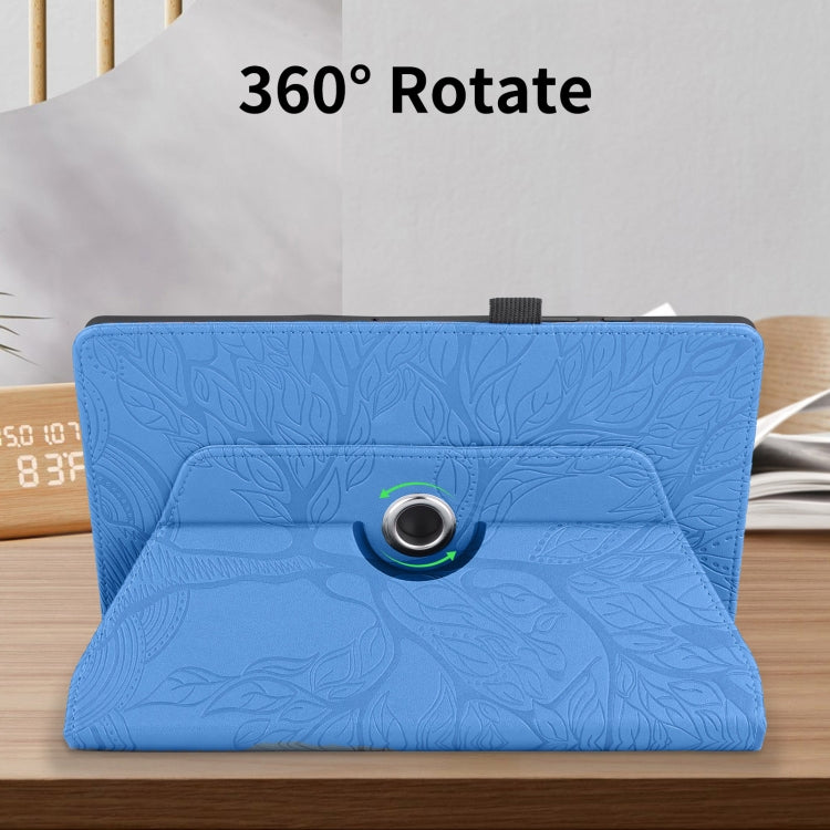 For Amazon Kindle Fire HD8 2022 / 2020 Tree Life Embossed Rotation Leather Tablet Case(Blue) - Amazon by PMC TechLife | Online Shopping South Africa | PMC TechLife | Buy Now Pay Later Mobicred
