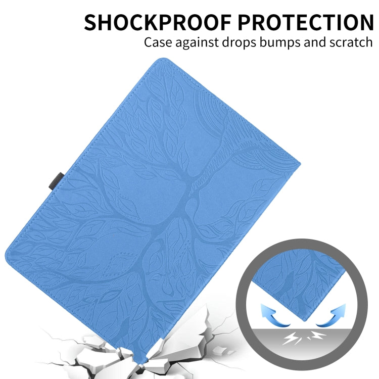 For Amazon Kindle Fire HD8 2015-2019 Tree Life Embossed Rotation Leather Tablet Case(Blue) - free shipping - PMC TechLife - Order now!
