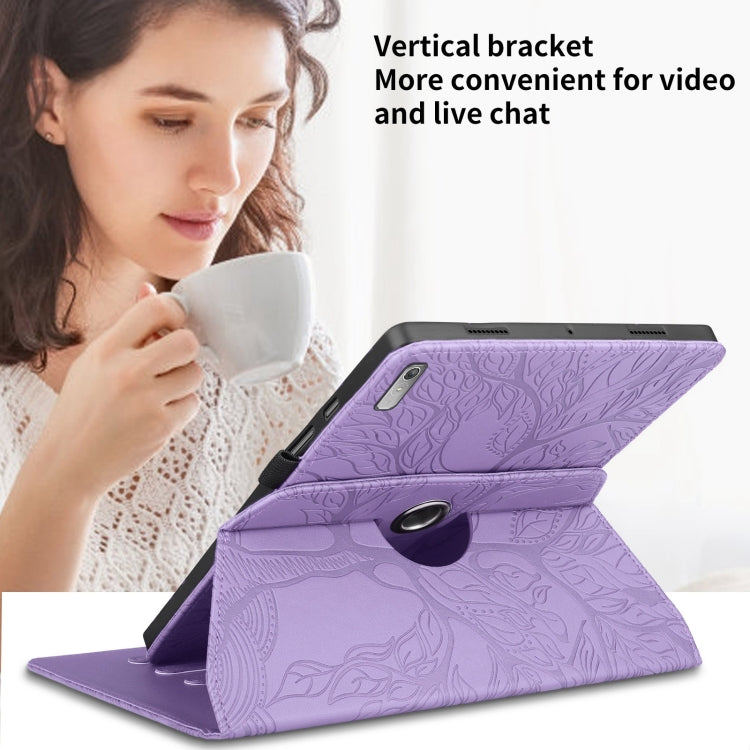 For Lenovo Xiaoxin Pad 11 2nd 2023 Tree Life Embossed Rotation Leather Tablet Case(Purple) - Lenovo by PMC TechLife | Online Shopping South Africa | PMC TechLife | Buy Now Pay Later Mobicred