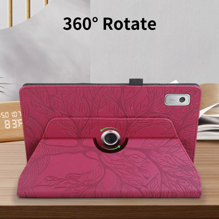 For Lenovo Tab M9 Tree Life Embossed Rotation Leather Tablet Case(Red) - Lenovo by PMC TechLife | Online Shopping South Africa | PMC TechLife | Buy Now Pay Later Mobicred