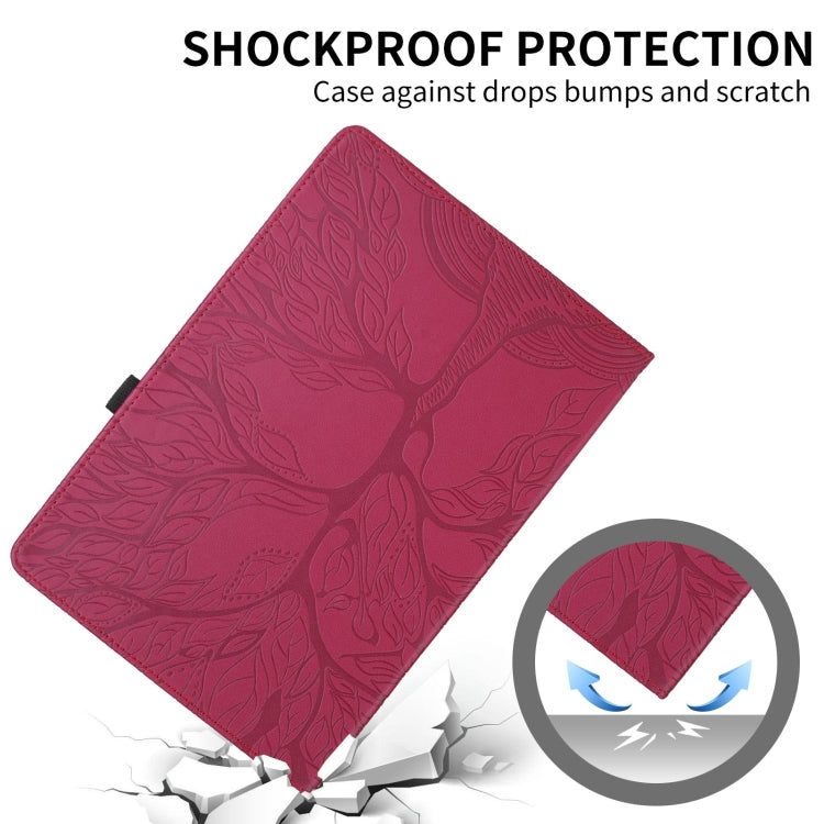 For Lenovo Tab M11 / Xiaoxin Pad 11 2024 Tree Life Embossed Rotation Leather Tablet Case(Red) - Lenovo by PMC Jewellery | Online Shopping South Africa | PMC Jewellery | Buy Now Pay Later Mobicred