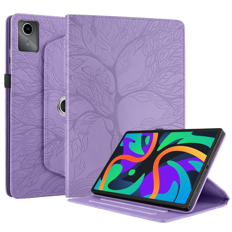 For Lenovo Tab M11 / Xiaoxin Pad 11 2024 Tree Life Embossed Rotation Leather Tablet Case(Purple) - Lenovo by PMC Jewellery | Online Shopping South Africa | PMC Jewellery | Buy Now Pay Later Mobicred
