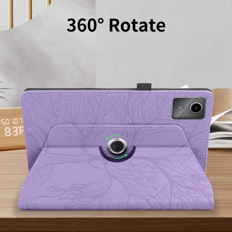For Lenovo Tab M11 / Xiaoxin Pad 11 2024 Tree Life Embossed Rotation Leather Tablet Case(Purple) - Lenovo by PMC Jewellery | Online Shopping South Africa | PMC Jewellery | Buy Now Pay Later Mobicred