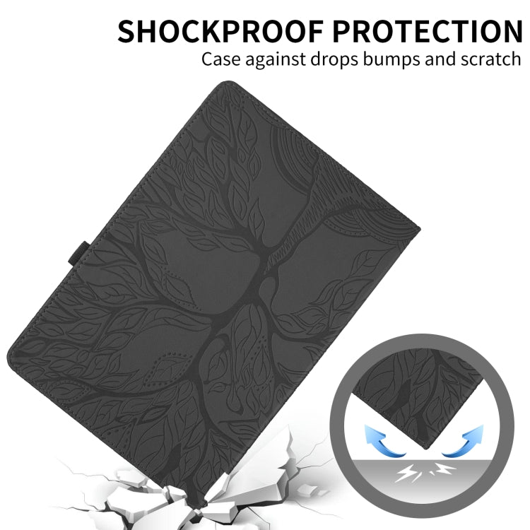 For Nokia T21 Tree Life Embossed Rotation Leather Tablet Case(Black) - Nokia by PMC TechLife | Online Shopping South Africa | PMC TechLife | Buy Now Pay Later Mobicred