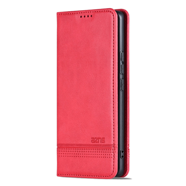 For OPPO Reno11 China AZNS Magnetic Calf Texture Flip Leather Phone Case(Red) - OPPO Cases by AZNS | Online Shopping South Africa | PMC Jewellery | Buy Now Pay Later Mobicred
