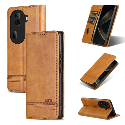 For OPPO Reno11 Pro China AZNS Magnetic Calf Texture Flip Leather Phone Case(Light Brown) - Reno11 Pro Cases by AZNS | Online Shopping South Africa | PMC Jewellery | Buy Now Pay Later Mobicred