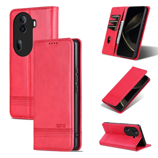 For OPPO Reno11 Pro China AZNS Magnetic Calf Texture Flip Leather Phone Case(Red) - Reno11 Pro Cases by AZNS | Online Shopping South Africa | PMC Jewellery | Buy Now Pay Later Mobicred