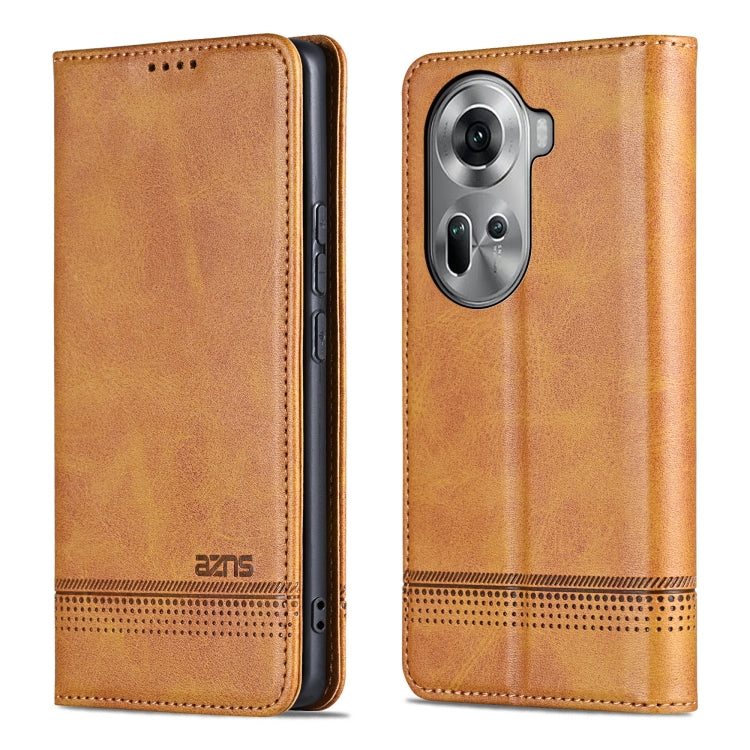 For OPPO Reno11 Global AZNS Magnetic Calf Texture Flip Leather Phone Case(Light Brown) - Reno11 Cases by AZNS | Online Shopping South Africa | PMC Jewellery | Buy Now Pay Later Mobicred