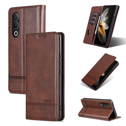 For OPPO K12 AZNS Magnetic Calf Texture Flip Leather Phone Case(Dark Brown) - OPPO Cases by AZNS | Online Shopping South Africa | PMC Jewellery | Buy Now Pay Later Mobicred