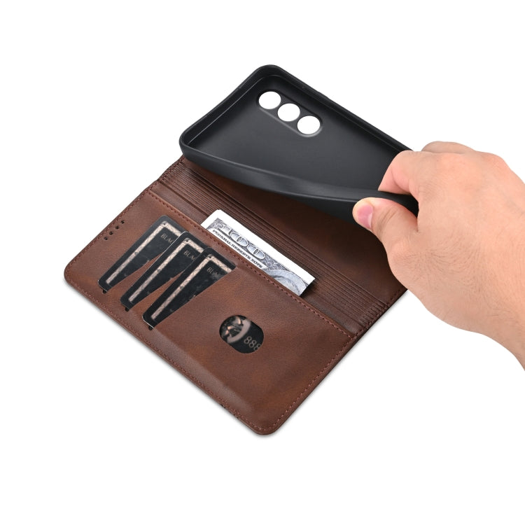 For OPPO K12 AZNS Magnetic Calf Texture Flip Leather Phone Case(Dark Brown) - OPPO Cases by AZNS | Online Shopping South Africa | PMC TechLife | Buy Now Pay Later Mobicred