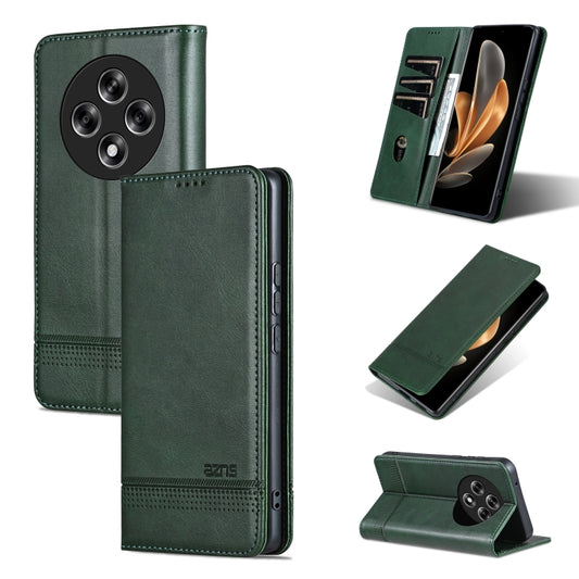 For OPPO Reno12 F 4G AZNS Magnetic Calf Texture Flip Leather Phone Case(Dark Green) - Reno12 F Cases by AZNS | Online Shopping South Africa | PMC Jewellery | Buy Now Pay Later Mobicred