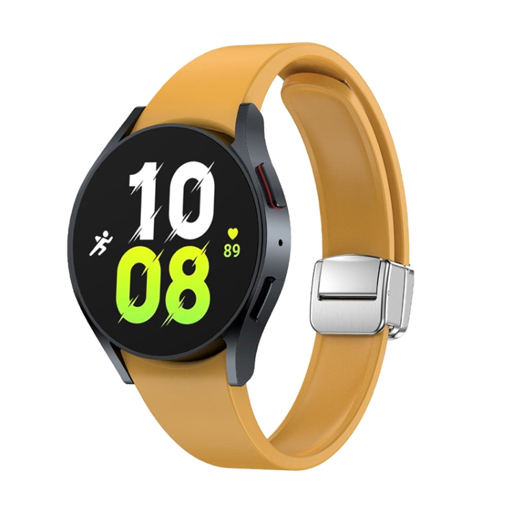 For Samsung Galaxy Watch 6 Magnetic Folding Silver Buckle Silicone Watch Band(Yellow) - free shipping - PMC TechLife - Order now!