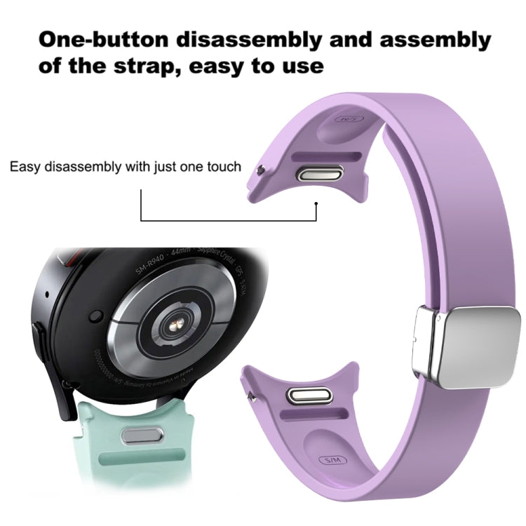 For Samsung Galaxy Watch 6 Magnetic Folding Silver Buckle Silicone Watch Band(Grey) - free shipping - PMC TechLife - Order now!