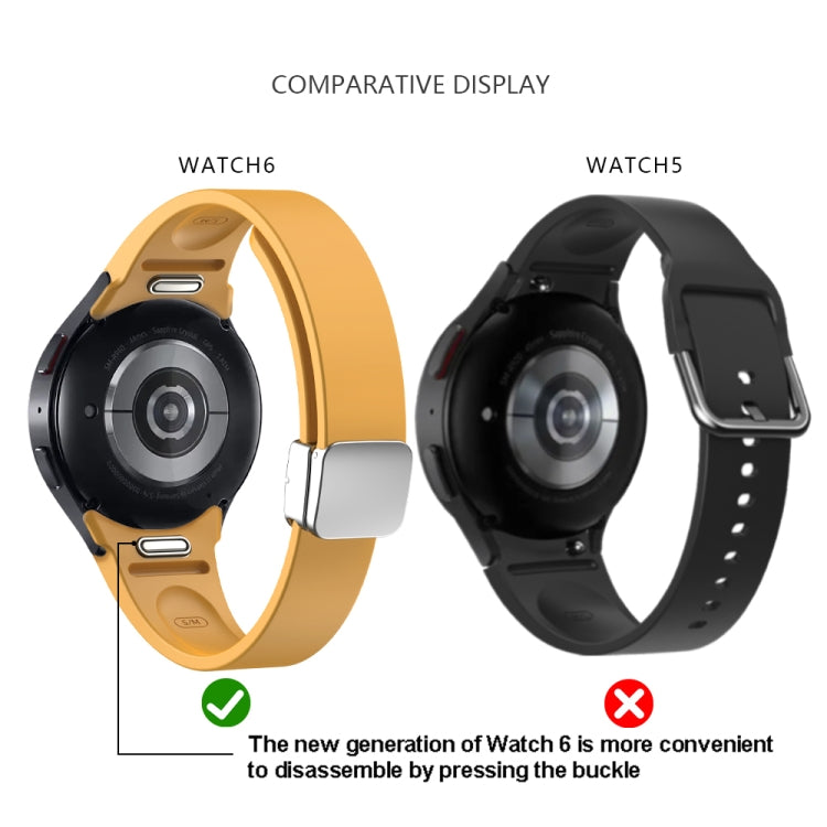For Samsung Galaxy Watch 6 Magnetic Folding Silver Buckle Silicone Watch Band(Grey) - free shipping - PMC TechLife - Order now!