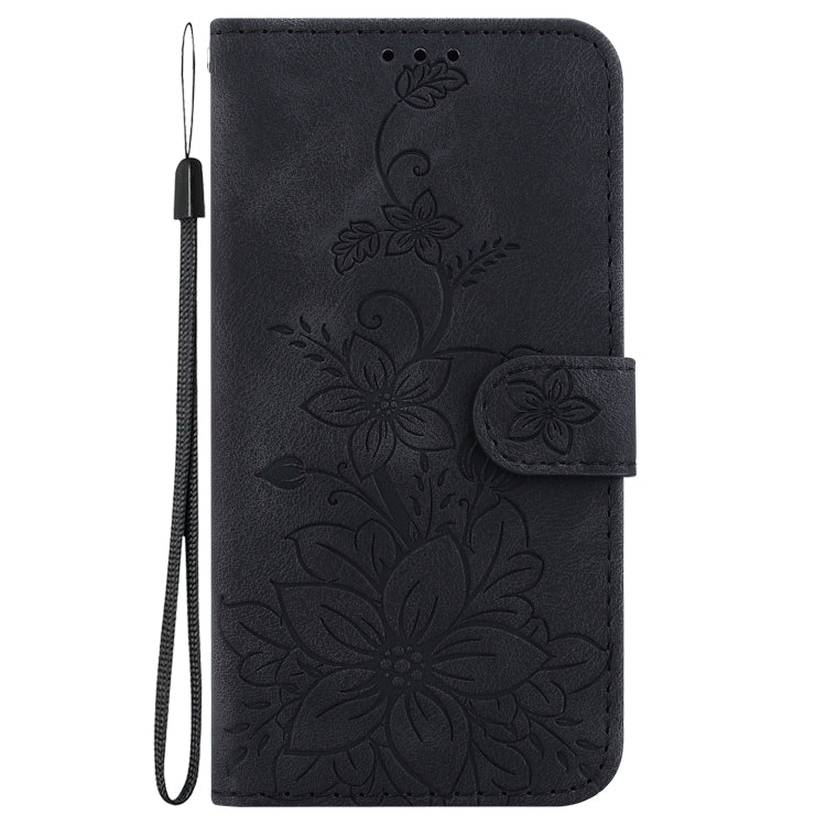 For Google Pixel 9 Lily Embossed Leather Phone Case(Black) - Google Cases by PMC TechLife | Online Shopping South Africa | PMC TechLife | Buy Now Pay Later Mobicred