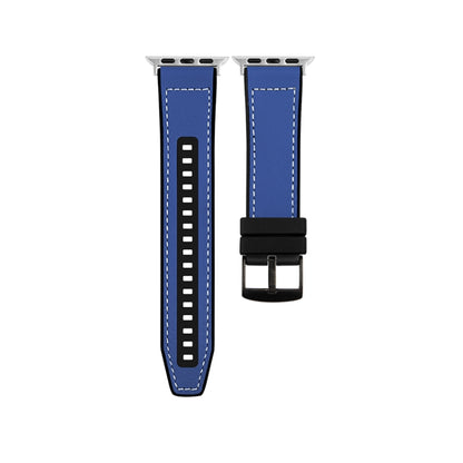 For Apple Watch SE 2023 40mm Hybrid Leather Silicone Watch Band(Blue) - Watch Bands by PMC Jewellery | Online Shopping South Africa | PMC Jewellery