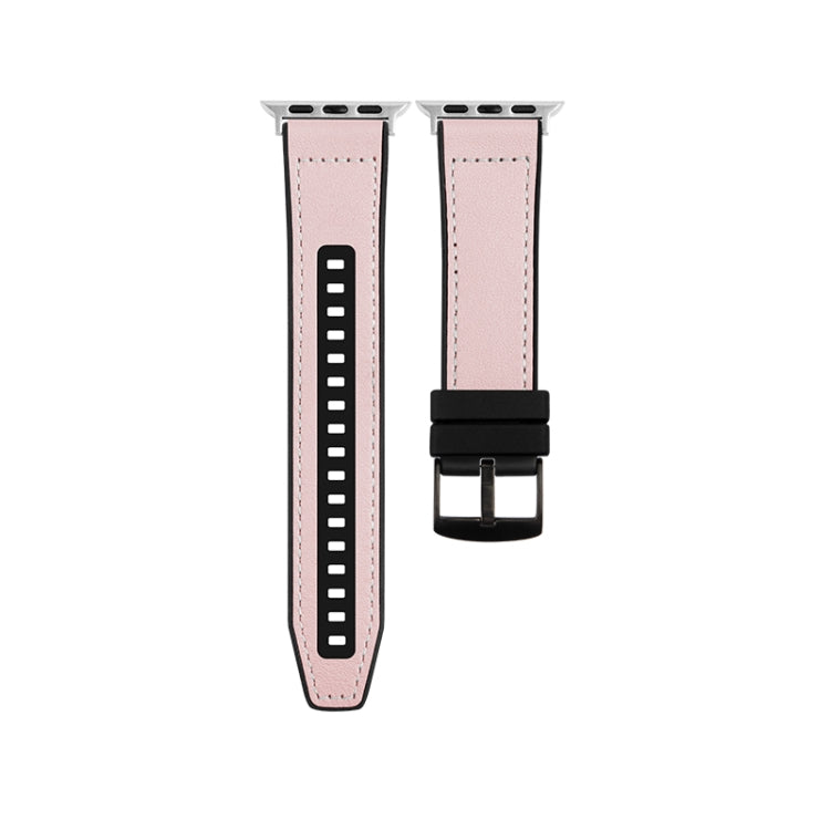 For Apple Watch Series 9 41mm Hybrid Leather Silicone Watch Band(Pink) - Watch Bands by PMC TechLife | Online Shopping South Africa | PMC TechLife