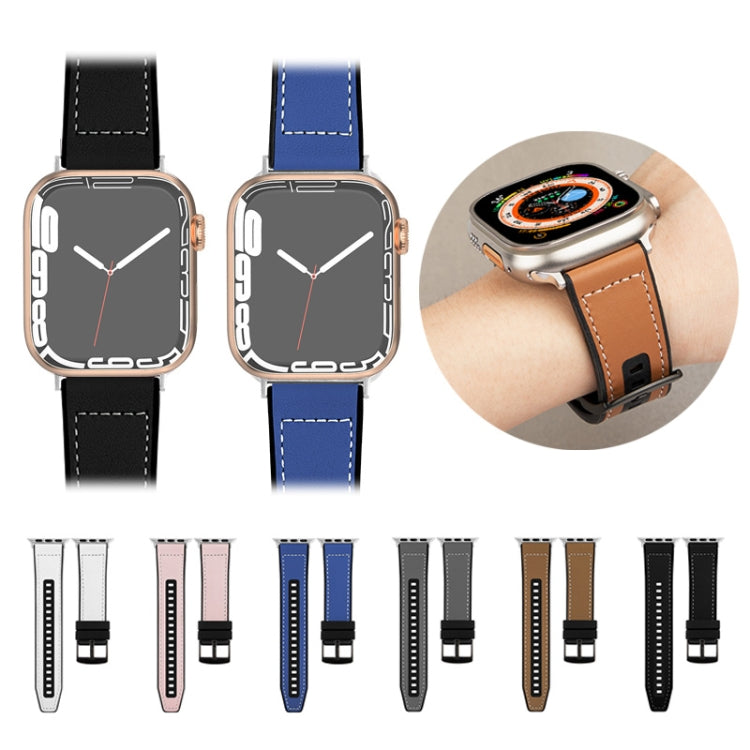 For Apple Watch Ultra 49mm Hybrid Leather Silicone Watch Band(Grey) - Watch Bands by PMC TechLife | Online Shopping South Africa | PMC TechLife | Buy Now Pay Later Mobicred