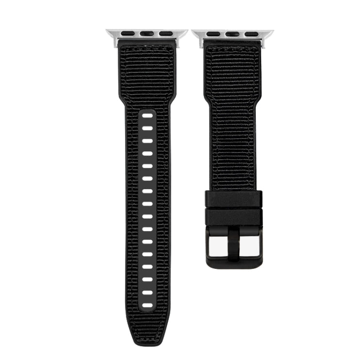 For Apple Watch Series 9 41mm Hybrid Braid Nylon Silicone Watch Band(Black) - Watch Bands by PMC TechLife | Online Shopping South Africa | PMC TechLife