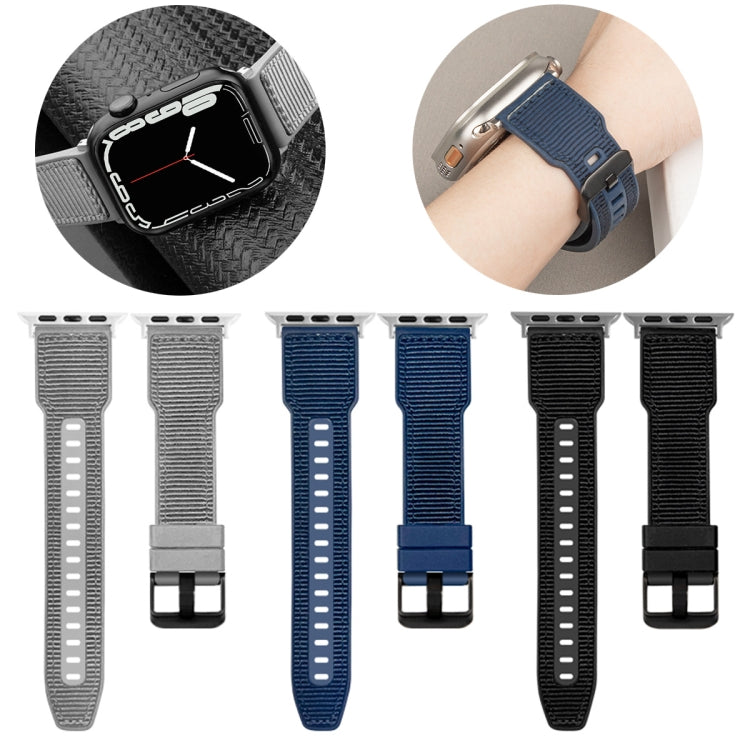 For Apple Watch SE 2023 44mm Hybrid Braid Nylon Silicone Watch Band(Black) - Watch Bands by PMC TechLife | Online Shopping South Africa | PMC TechLife