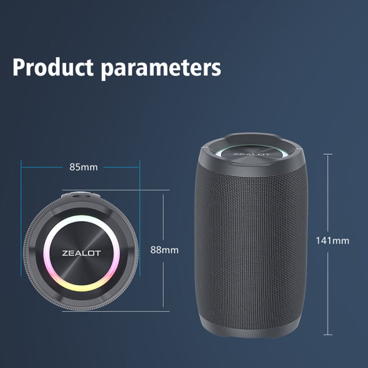 Zealot S49 Outdoor Portable Wireless Bluetooth Speaker with RGB Light(Black) - free shipping - PMC Jewellery - Order now!
