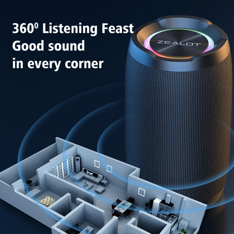 Zealot S49 Outdoor Portable Wireless Bluetooth Speaker with RGB Light(Black) - free shipping - PMC Jewellery - Order now!