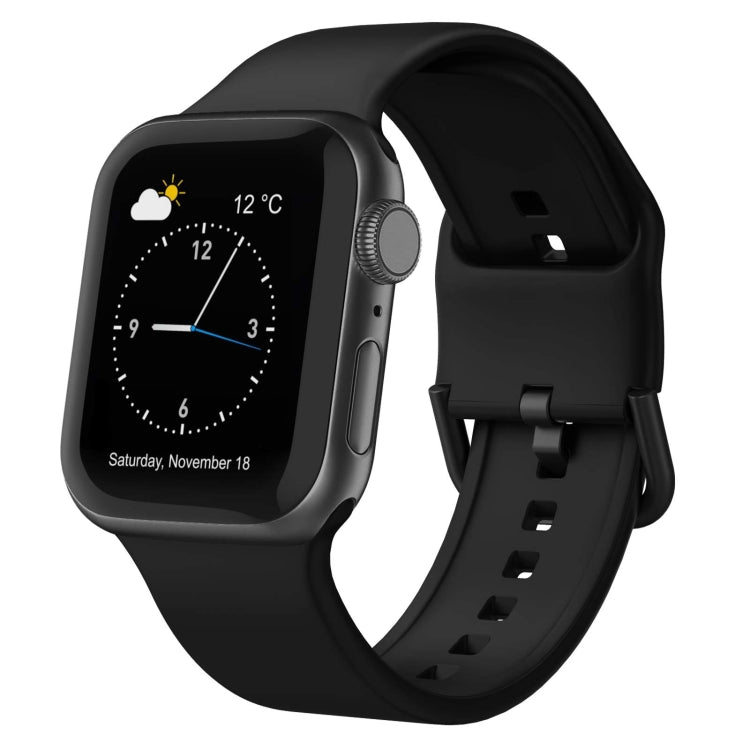 For Apple Watch SE 44mm Pin Buckle Silicone Watch Band(Black) - free shipping - PMC TechLife - Order now!