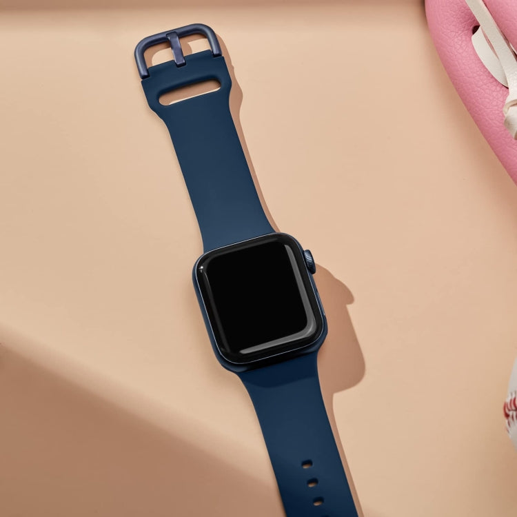 For Apple Watch 38mm Pin Buckle Silicone Watch Band(Abyss Blue) - free shipping - PMC TechLife - Order now!