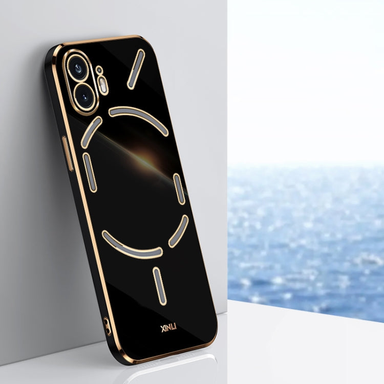 For Nothing Phone 2 XINLI Straight Edge 6D Electroplate TPU Phone Case(Black) - Nothing Cases by XINLI | Online Shopping South Africa | PMC Jewellery | Buy Now Pay Later Mobicred