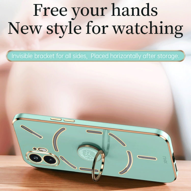 For Nothing Phone 2 XINLI Straight Edge 6D Electroplate TPU Phone Case with Ring Holder(Pink) - free shipping - PMC Jewellery - Order now!