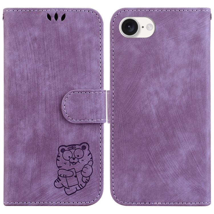 For iPhone SE 2024 Little Tiger Embossed Leather Phone Case(Purple) - More iPhone Cases by PMC Jewellery | Online Shopping South Africa | PMC Jewellery | Buy Now Pay Later Mobicred